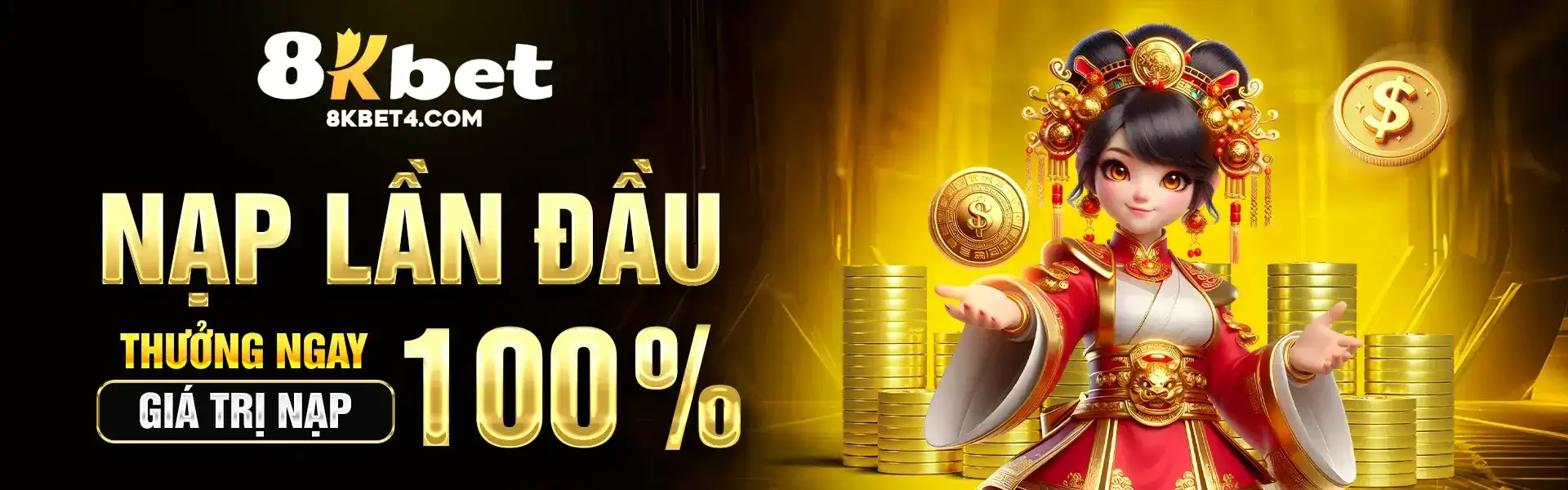 Thưởng 100% giá trị nạp đầu tại 8KBET
